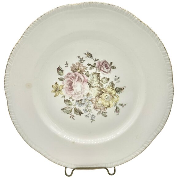 Vtg Cunningham & Pickett Inc. Stratford 9.5" Floral Plate 22K Gold Trim Ohio USA - Picture 1 of 6